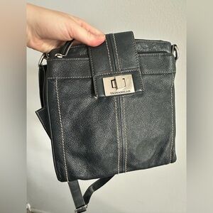 Tignanello Black Leather Crossbody Bag